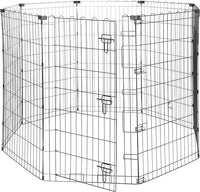 Amazon Basics Foldable Octagonal Metal Exercise Dog Playpen - Indoor/Outdoor, Single Door, Large (8 Panels, 24 x 42), Easy to assemble and store, 42" - Large, Black