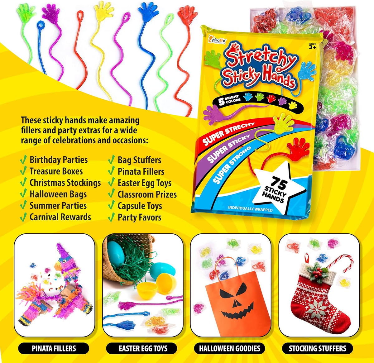 Giraffe 75 Pcs Sticky Hands for Kids - Sticky Hands (75 pcs) - image 2