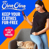 ChomChom Roller for Pet Hair - Reusable Lint Roller Pet Hair Removal Tool for Clothes, Couches, Cars and Travel - Cat Dog Hair Remover, Compact, No Sticky Refills Needed (Mini)