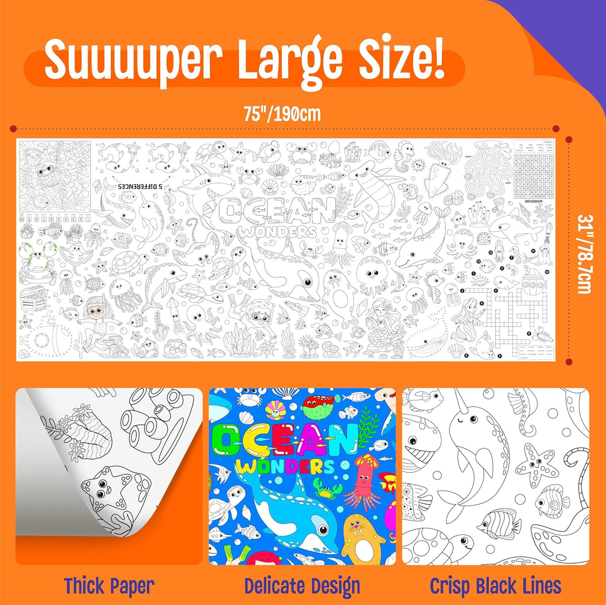 SpriteGru jumbo Halloween coloring poster with ghosts, pumpkins and witches - view 32