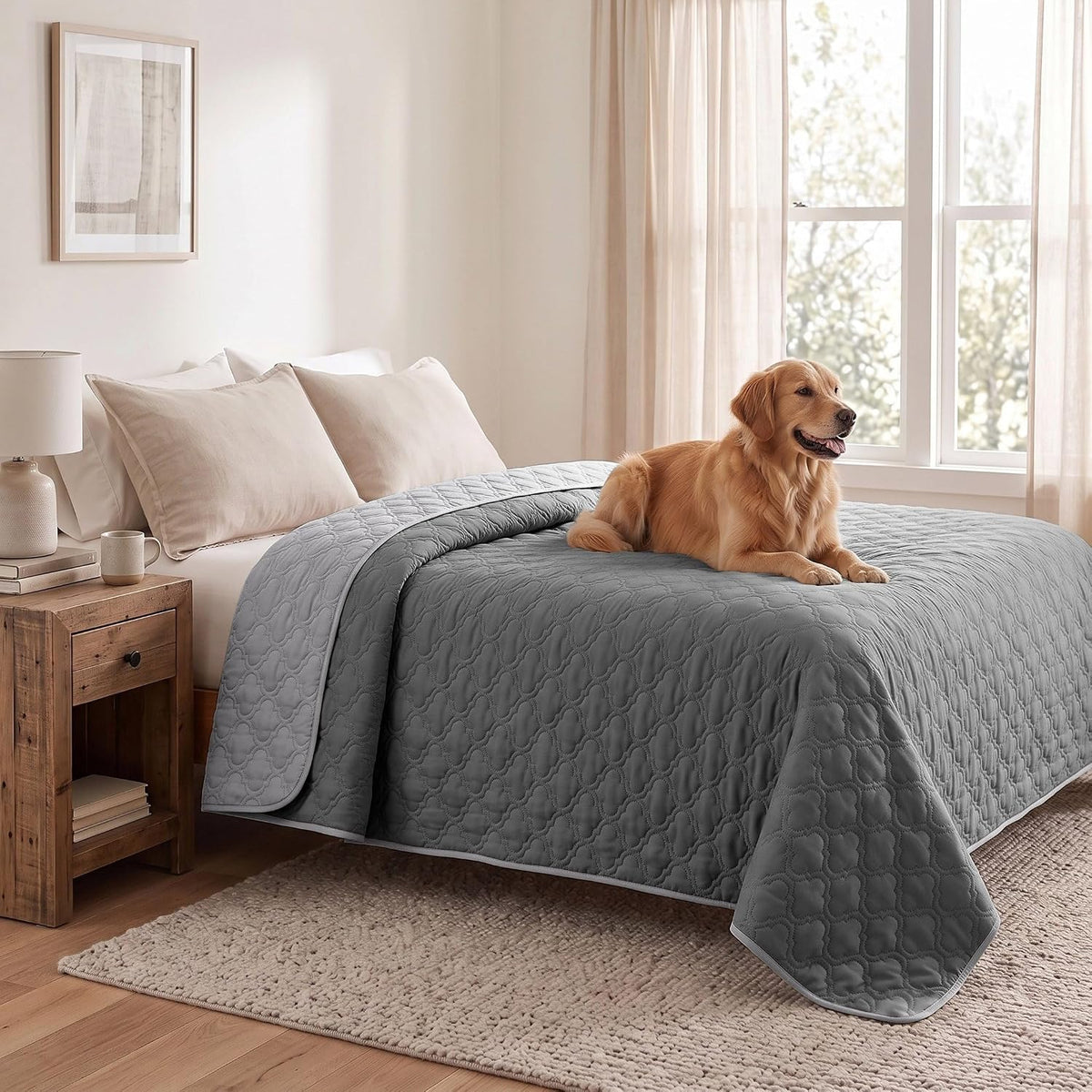 Waterproof Couch Cover, Washable Dog & Pet Furniture Protector - Lightgrey+darkgrey / 82x102 Inches