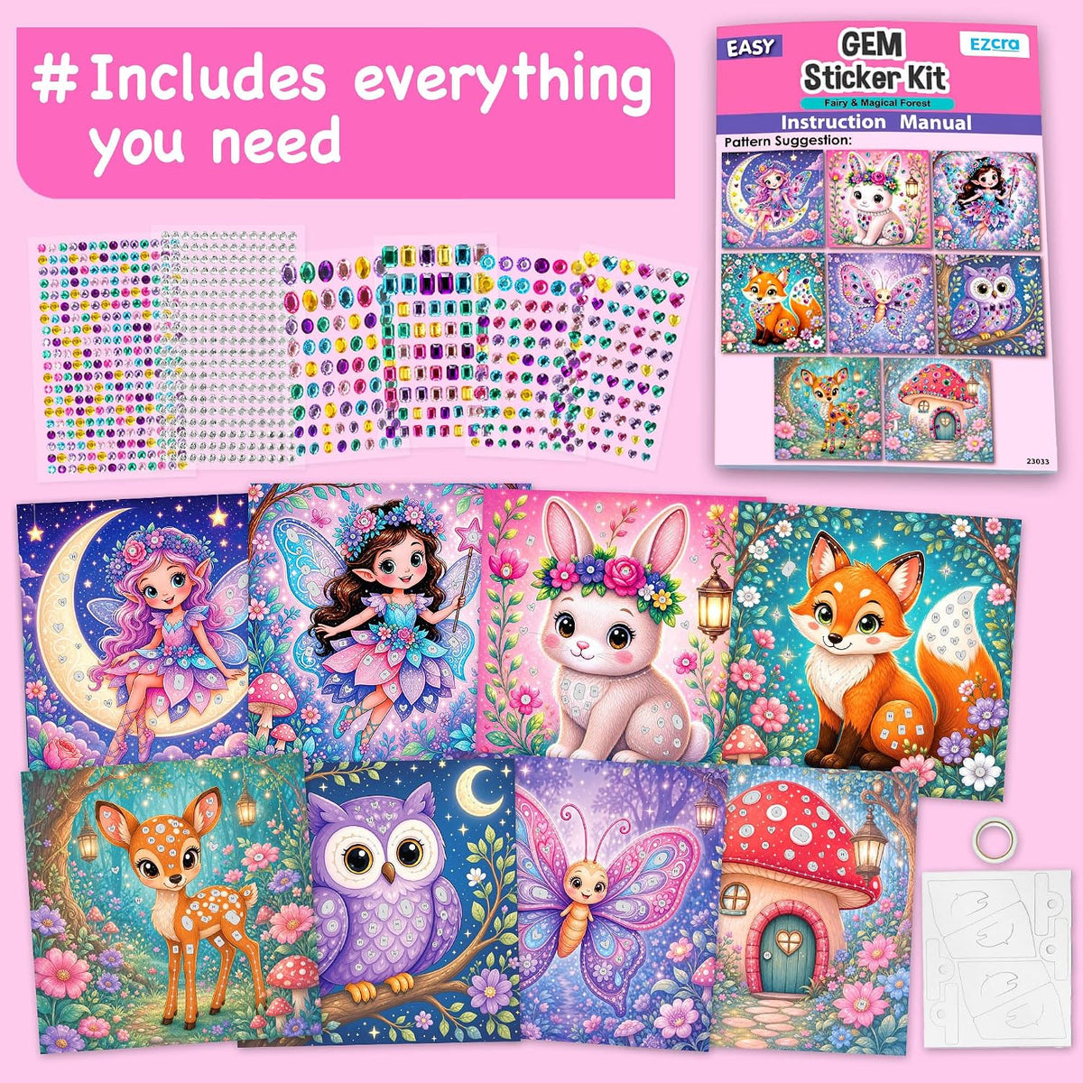 EZCRA Gem Sticker Kit for Kids, 990+ Stickers - Fairy - image 3