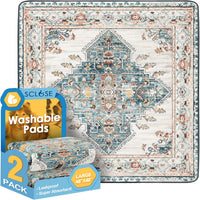 Washable Pee Pad for Dogs - Blue Medallion / 48" x 48" (2 Pack)