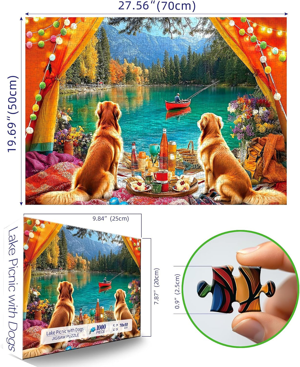 Vintage Paint Hummingbird Flower 500 Piece Puzzles for Adults - Yellow-1000 Piece-lake Camping / 1000 Piece - image 2