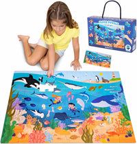 BONNYCO Giant Floor Puzzles for Kids of Jungle Animals with 48 Large - Ocean