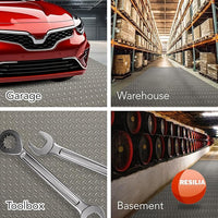 RESILIA Heavy Duty Garage Floor Runner & Protector Mat - Slip Resistant Diamond Plate PVC Mats - Water, Spill, & Stain Resistant, Sandstone (4 feet x 8 feet), Made in The USA