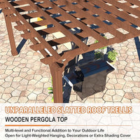 MUPATER 12x20 FT Retratable Wooden Pergola Gazebo for Patio Stakes, Quality Supported Structure, Snow and Wind Supported, Outdoor Pergola Garden Shelter Cedar Framed for Backyard,Deck,Garden