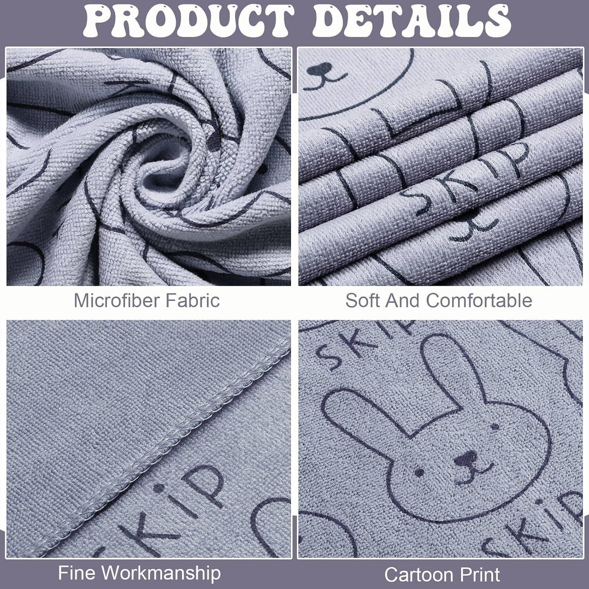 Peryiter 8 Pcs Dog Drying Towels Bulk 55'' x 28'' Pet Grooming - Grey - image 4
