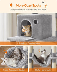 Feandrea Cat Tree, Multi-Level Condo - Light Gray / XXL (23.6"L x 19.7"W x 81.1"H) - image 4