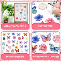 LINAYE 24 Sheets Happy Birthday Stickers, 730 Counts - Butterfly & Flower 24 Sheets - image 3