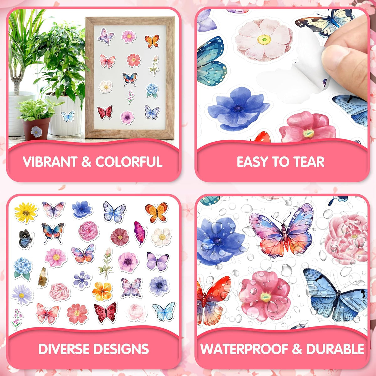 LINAYE 24 Sheets Happy Birthday Stickers, 730 Counts - Butterfly & Flower 24 Sheets - image 3