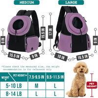 PetAmi Dog Carrier Backpack, Hands Free Front Pet Carrier - Purple / 16.5"L x 10.0"W x 17.0"H - image 2