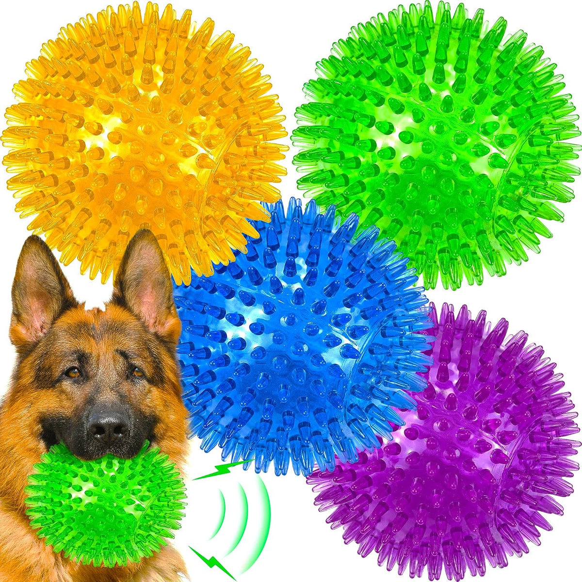 LECHONG 4-Pack Large Squeaky Dog Balls - L 4PACK