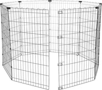 Amazon Basics Foldable Octagonal Metal Exercise Dog Playpen - Indoor/Outdoor, No Door, Large (8 Panels, 24 x 42), Easy to assemble, store, and customize, 42" - Large, Black