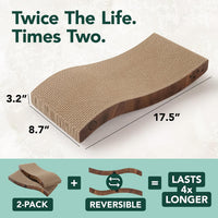 Reversible Wave Cat Scratcher for Indoor Cats - Go Green / 2pcs - image 2