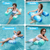 SLOOSH 2 Packs Hammock Pool Floats Adults - Tropical Leaves-Blue, Cyan - image 2