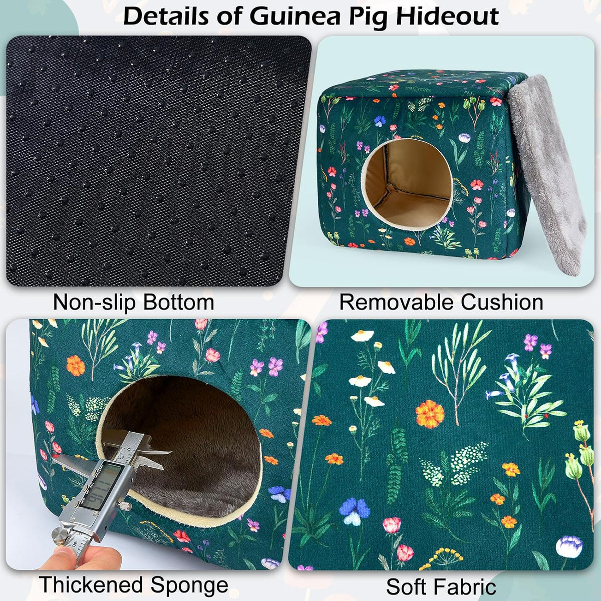 Bienbee Guinea Pig Hideout - Green Flowers - image 3