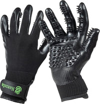 H HandsOn Pet Grooming Gloves - Patented #1 Ranked, Award Winning Shedding, Bathing, & Hair Remover Gloves - Gentle Brush for Cats, Dogs, and Horses (Black, Junior)
