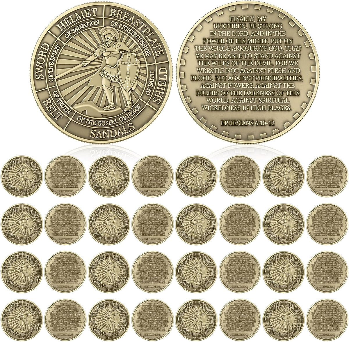 Nosiny 40 Christian challenge coins in gold zinc alloy with double sided print