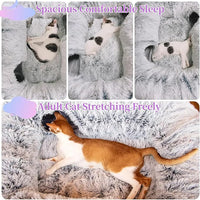 XxingSheep 4 Cave Shuttled XL Cat Tunnel Bed for Indoor Cats Peekaboo Toy Donut with Warm Mat