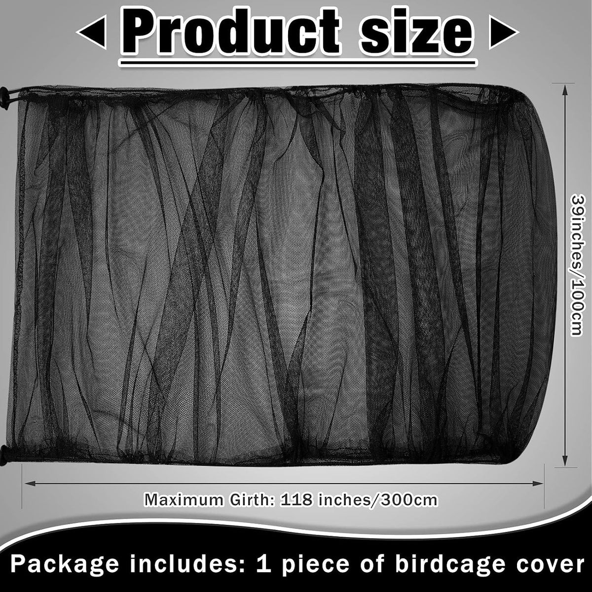 Bird Cage Net Cover Seed Catcher - Black / 59.8 x 39.4 Inch/ 152 x 100 cm - image 4