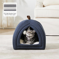 Bedsure 2in1 Cat Beds for Indoor Cats Cave for Kitten with Washable - M(16x16x16) / Navy - image 2