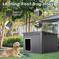 DRATO Dog House for Both Indoor and Outdoor with Weatherproof Roof Removable Floors for Medium to Large Dogs Interior Space (Black, Medium(32.2 * 25.12 * 24.13''))
