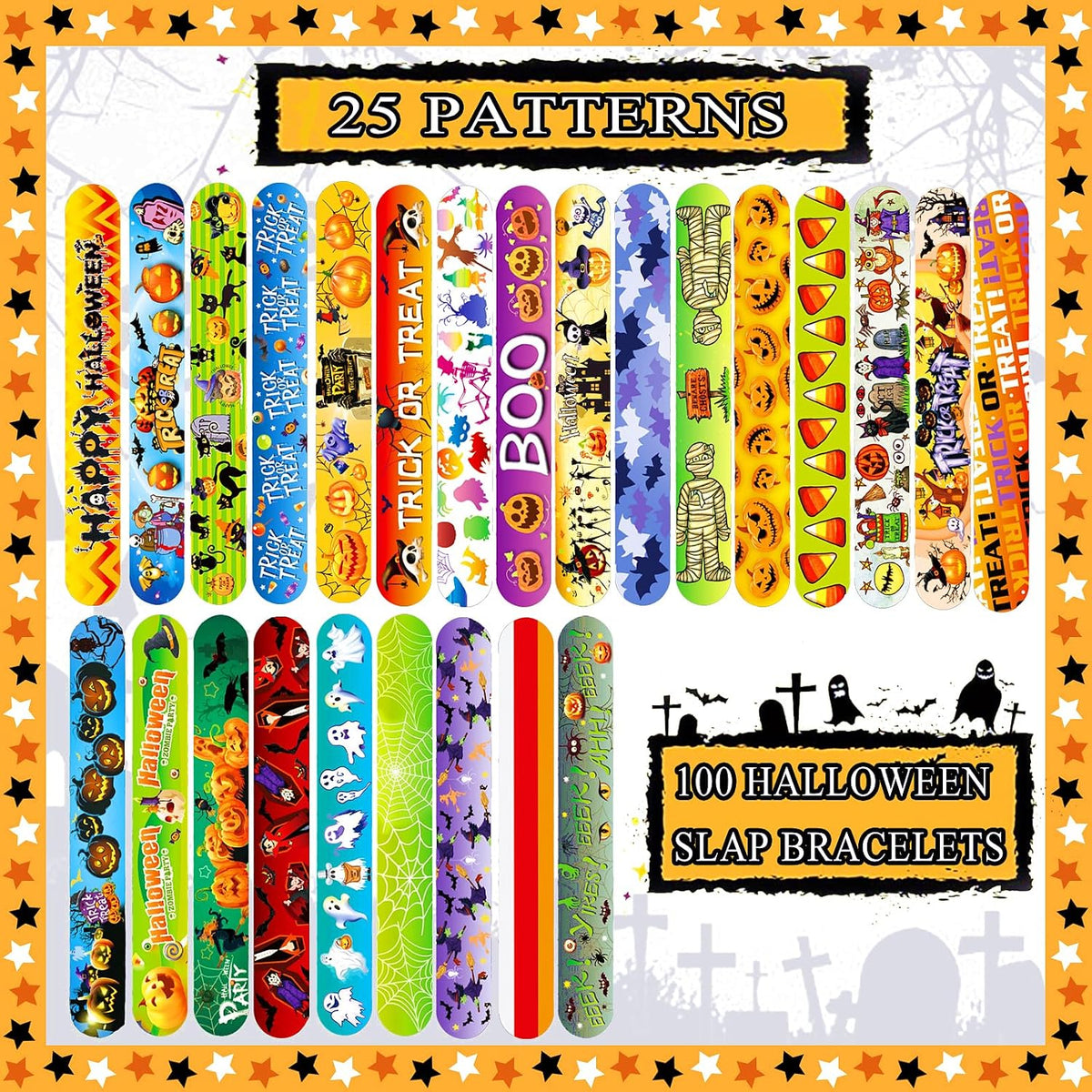 Halloween Slap Bracelets for Kids - 100d - image 3