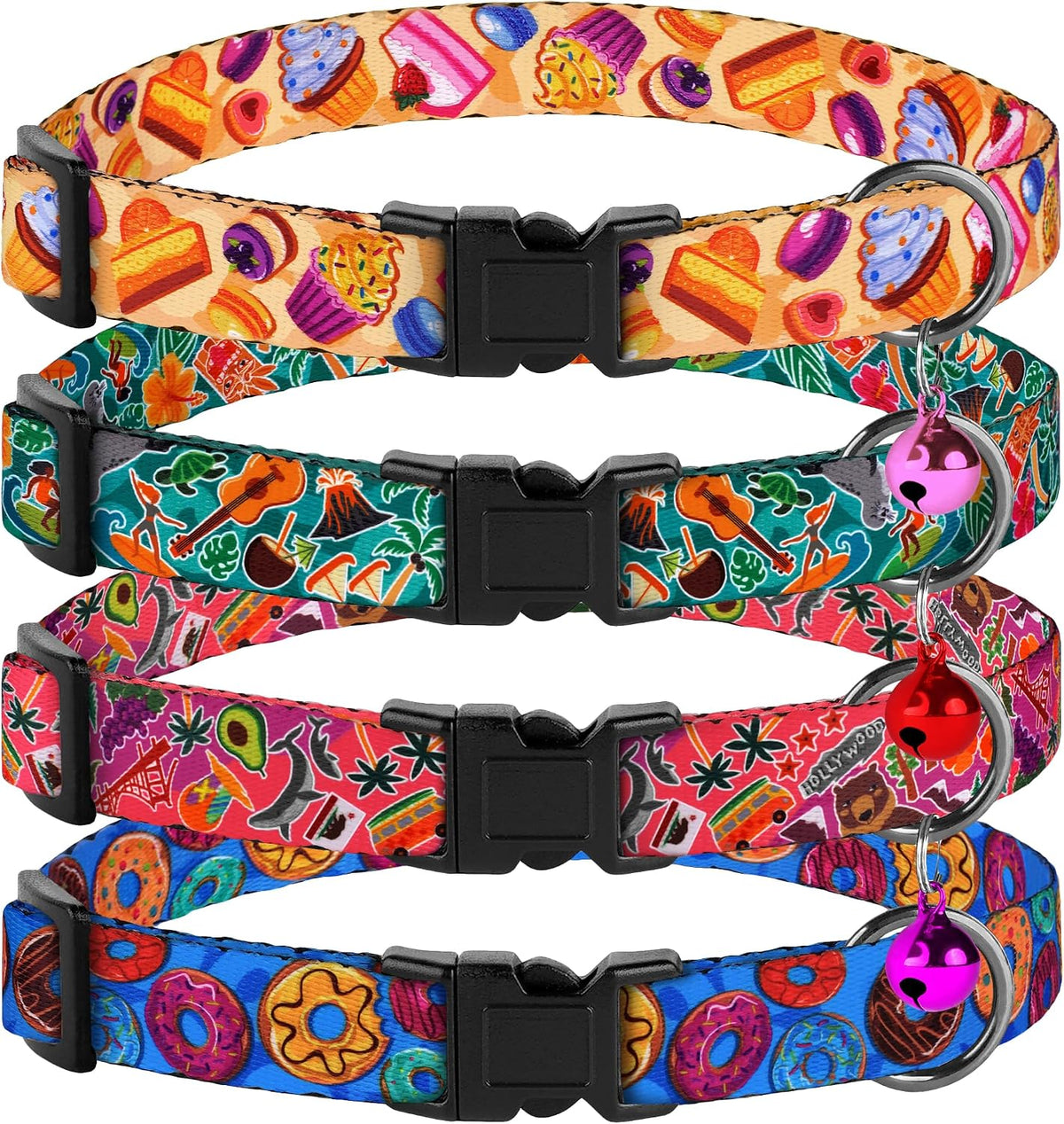 4PCS Breakaway Cat Collars with Bell - Travel & Cookies - image 3