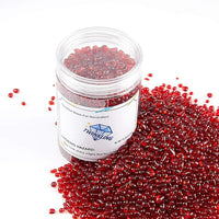 TWINKLING High Luster Round Fire Glass Stones, Marbles, Pebbles, Beads Gems for Fire Pit, Vase Fillers, Crafts, Aquarium Garden Decoration, 3-6mm, 1-Pound Jar (Red)