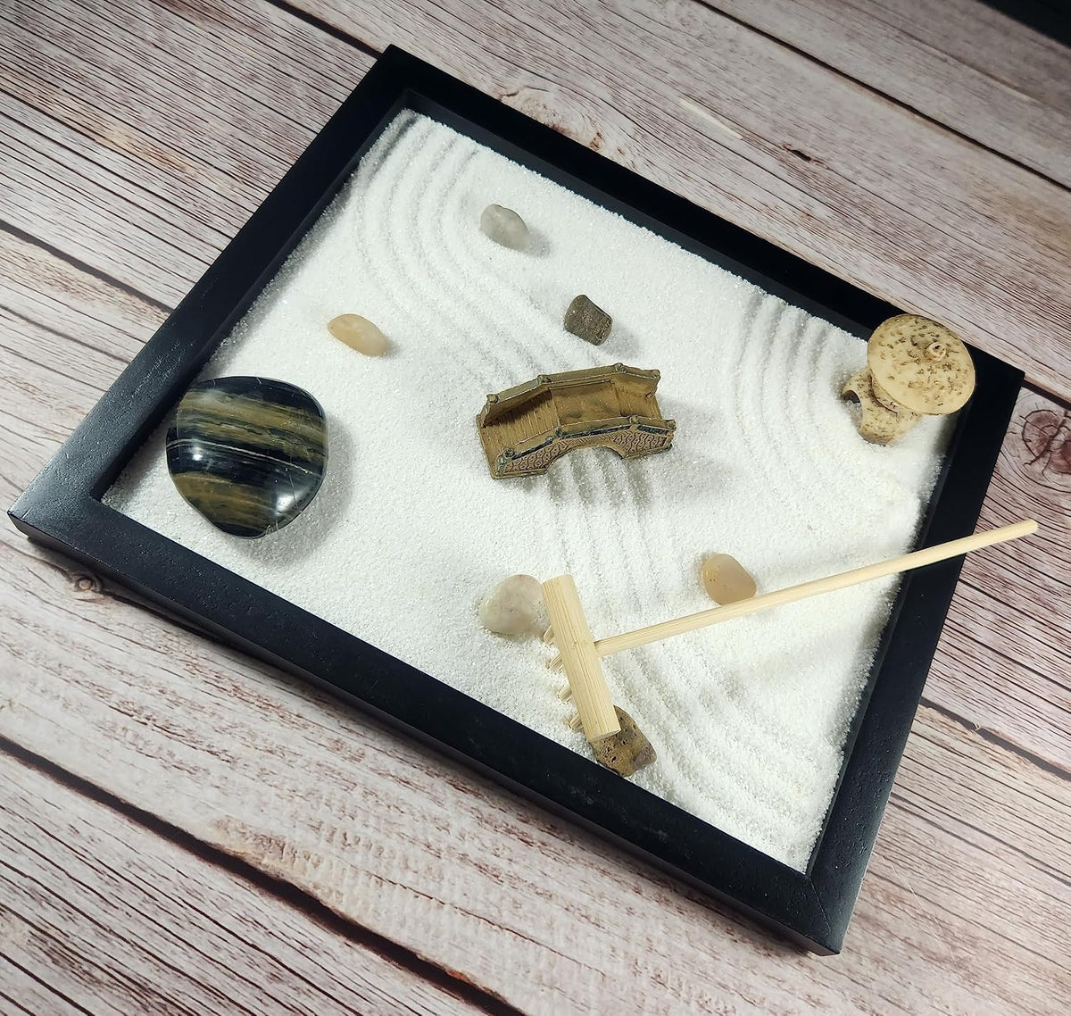 Zen Sand Garden for Desk with Rake, Rocks and Figures – Fun for Kids & Family - image 2
