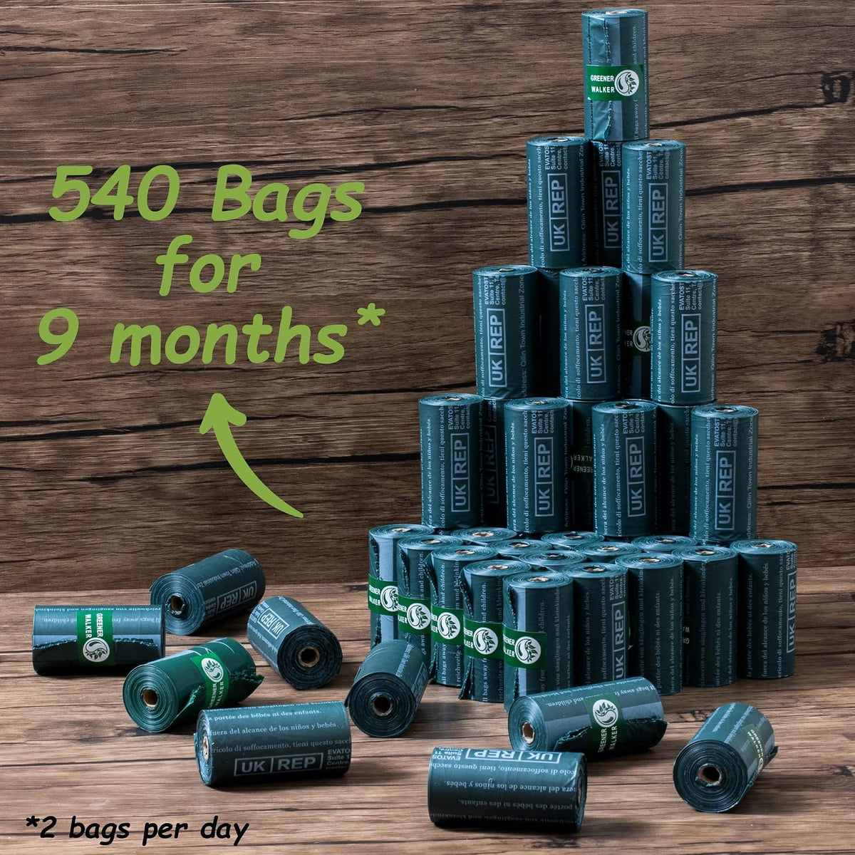 Greener Walker Poop Bags for Dog Waste-540 Bags - Deep Green / 1 Count (Pack of 540) - image 2