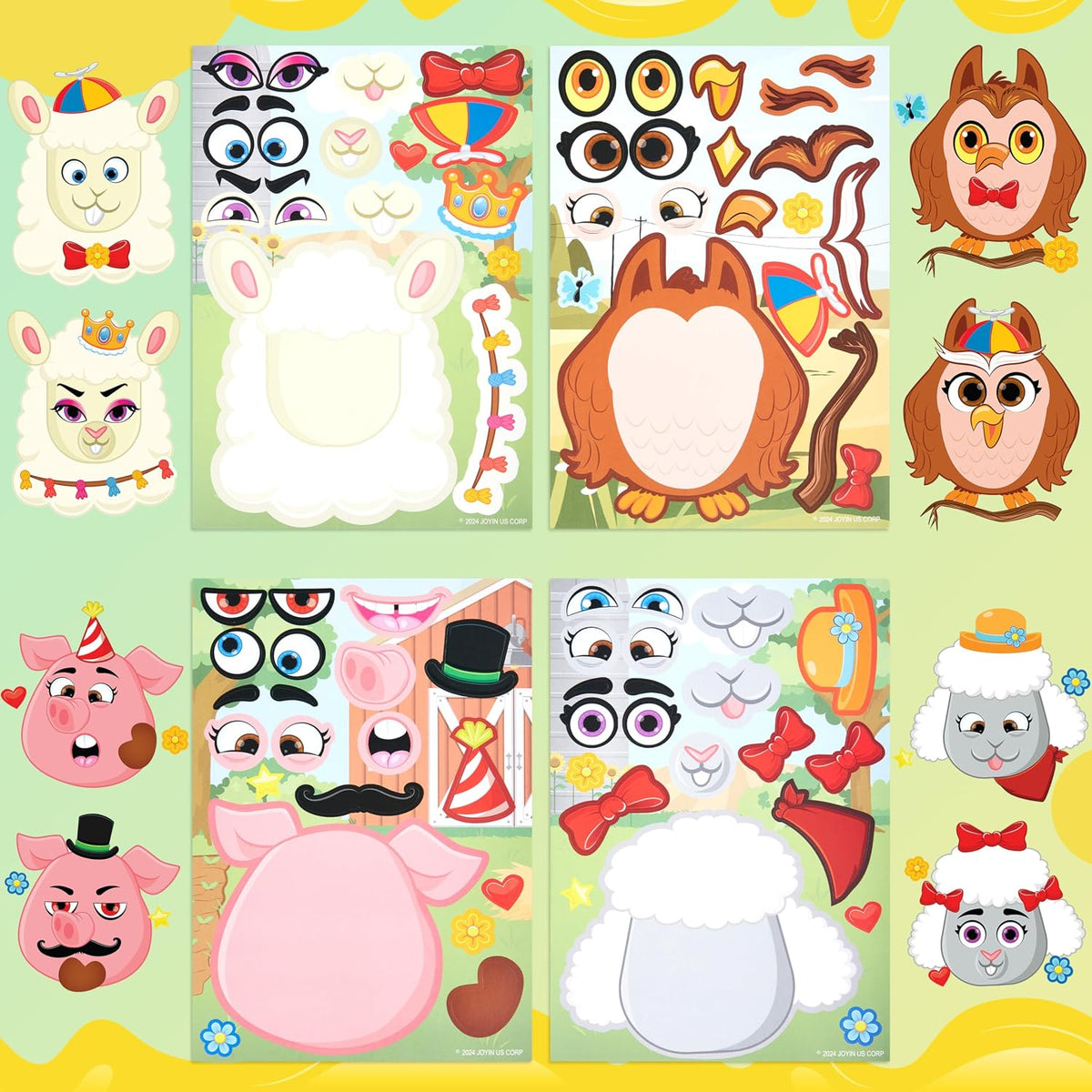 JOYIN 36 Sheets 9"x6" Make a face Stickers for Kids - Farm - image 3