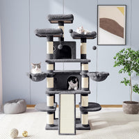 Allewie 68 Inches Cat Tree/House and Towers for Big Feline/Scratching - 68 in / Smoky Grey - image 2