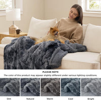 Bedsure Waterproof Dog Blankets for Large Dogs, Fluffy Faux Fur - Tie-dye Grey / XXL(60x80") - image 2