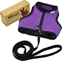 Niteangel Adjustable Soft Harness with Elastic Leash for Rabbits – Essentials for Small Pets - L / Purple - image 3