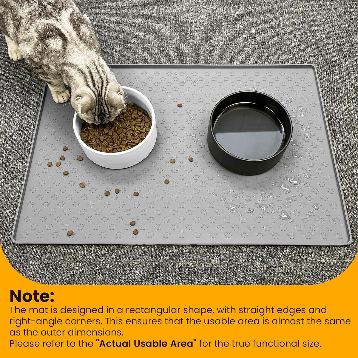 Pet Placemat for Dog and Cat - 18"L x 12"W / Grey - image 4
