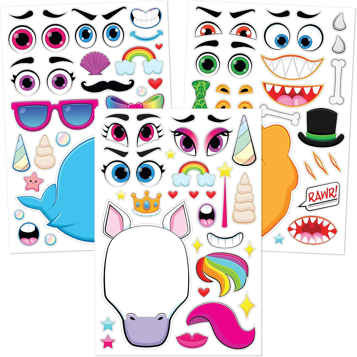 JOYIN 36 Sheets 9"x6" Make a face Stickers for Kids - Mixed Animals - image 2