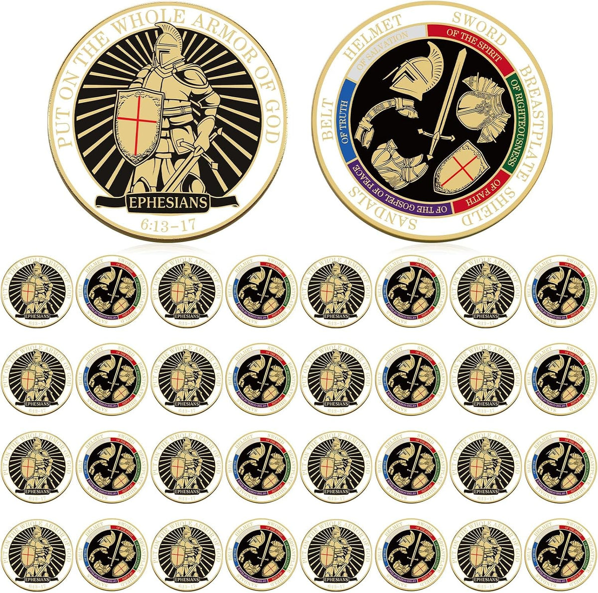 Nosiny 40 Christian challenge coins in gold zinc alloy with double sided print - view 2