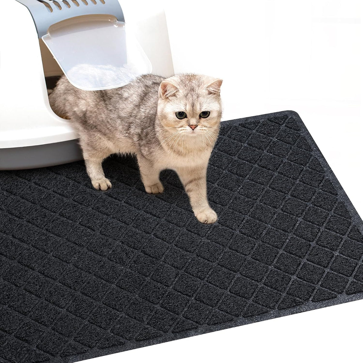 Cat Litter Box Mat, Trapping Mat Premium Durable PVC Pad - Black / 1 Count (Pack of 1)
