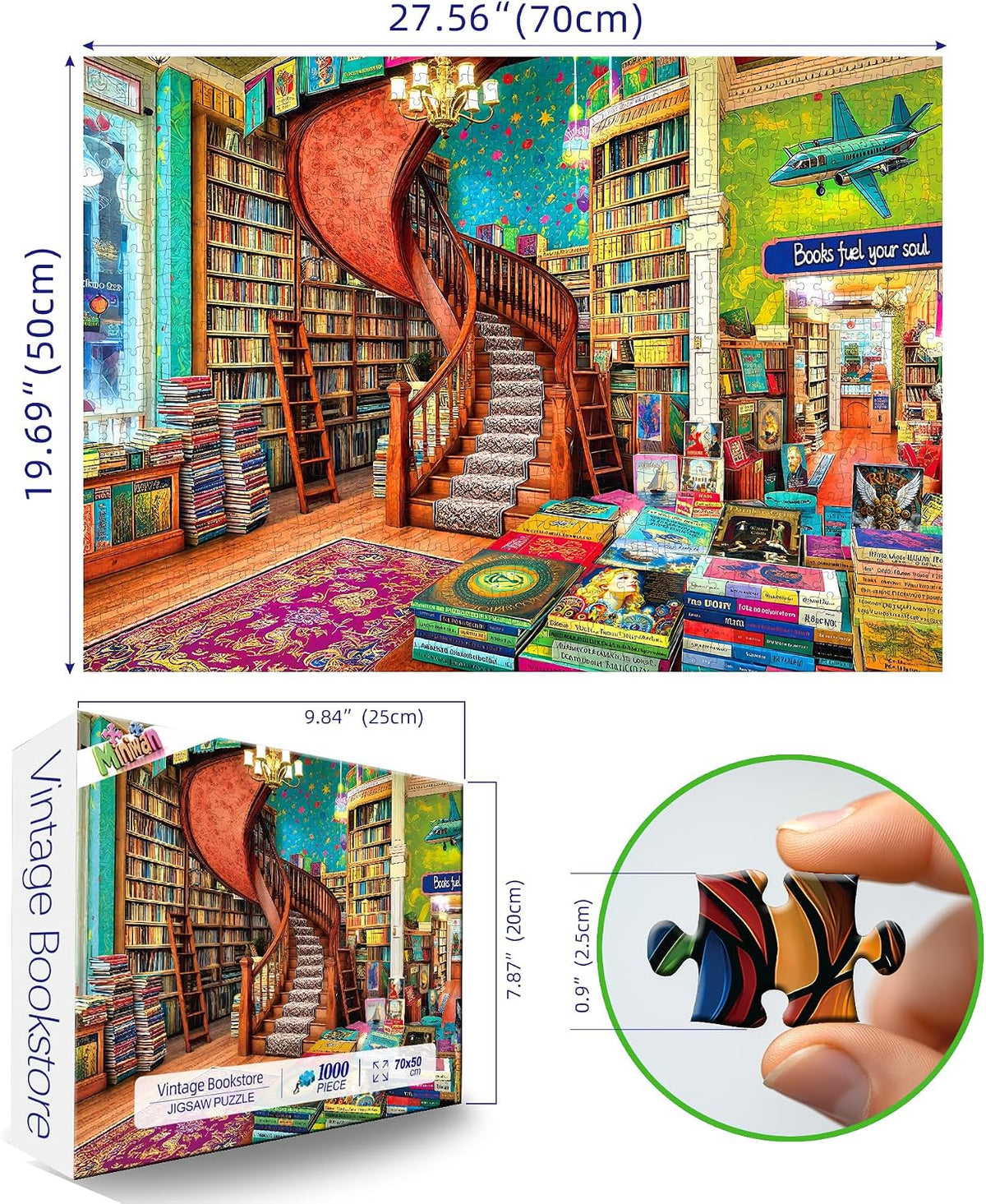 Halloween Puzzle 500 Piece with Lettered for Adults Gift - 1000piece - Vintage Bookstore Maze - 27.5x19.7" / Classic Everyday - image 2