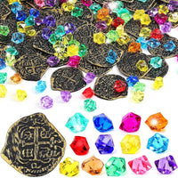 Hanaive 150 Pcs Plastic Pirate Gold Coins Fake Gems Set - Bronze / Novel Style