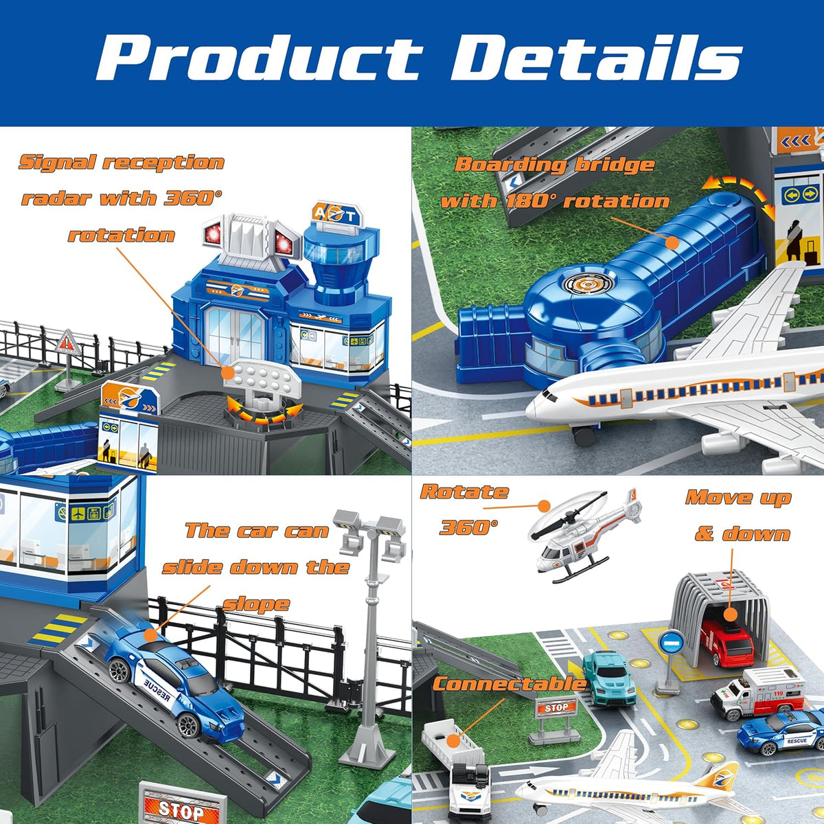 XDUOYJOY Airplane Toy Set with Trucks, Helicopter, Planes - image 4