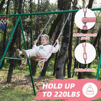 Take Me Away 18'' Trapeze Swing Bar Rings 48'' Heavy Duty Plastic - Pink - image 3
