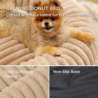 Bedsure ComfyFleece Donut Dog Bed Medium Size Dog with Washable Cover – Essentials for Dogs - M (30x30x8) / Sandy Beige - image 3