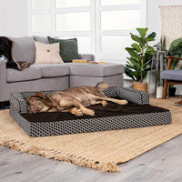 Furhaven Orthopedic Dog Bed for Large Dogs w/ Removable Bolsters - Diamond Brown (Plush & Woven Décor) / Jumbo Plus - image 3