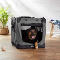 Amazon Basics Folding Portable Soft Pet Dog Crate Carrier Kennel, 30 x 21 x 21 inches, Grey