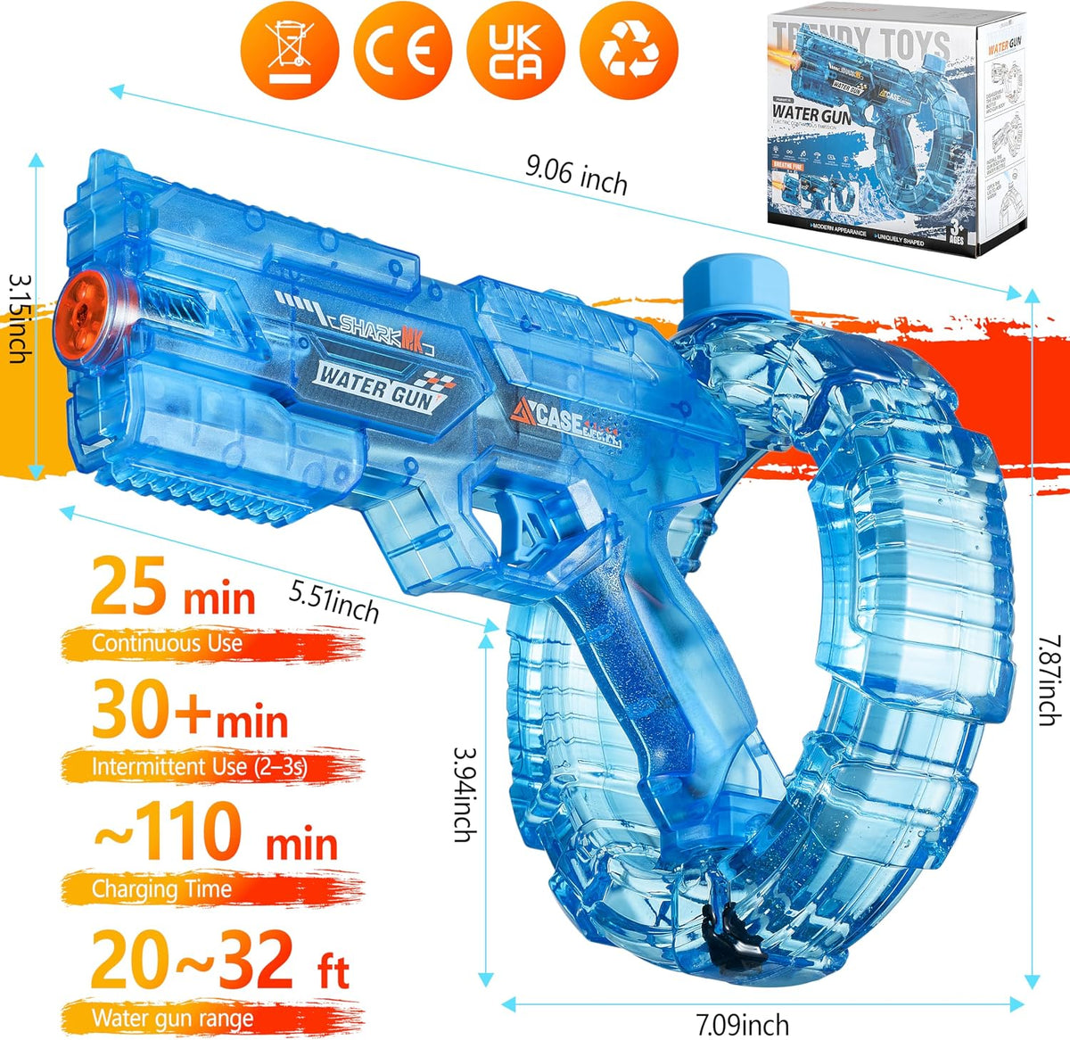 BESIBY electric water gun with transforming body, flashing lights and 400ML tank - view 18
