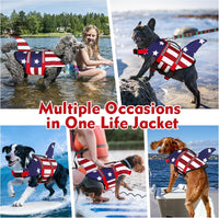 Dogcheer Dog Life Jacket, Cute Shark Dog Life Vest for Swimming Boating with Superior Buoyancy - USA flag / Medium - image 3