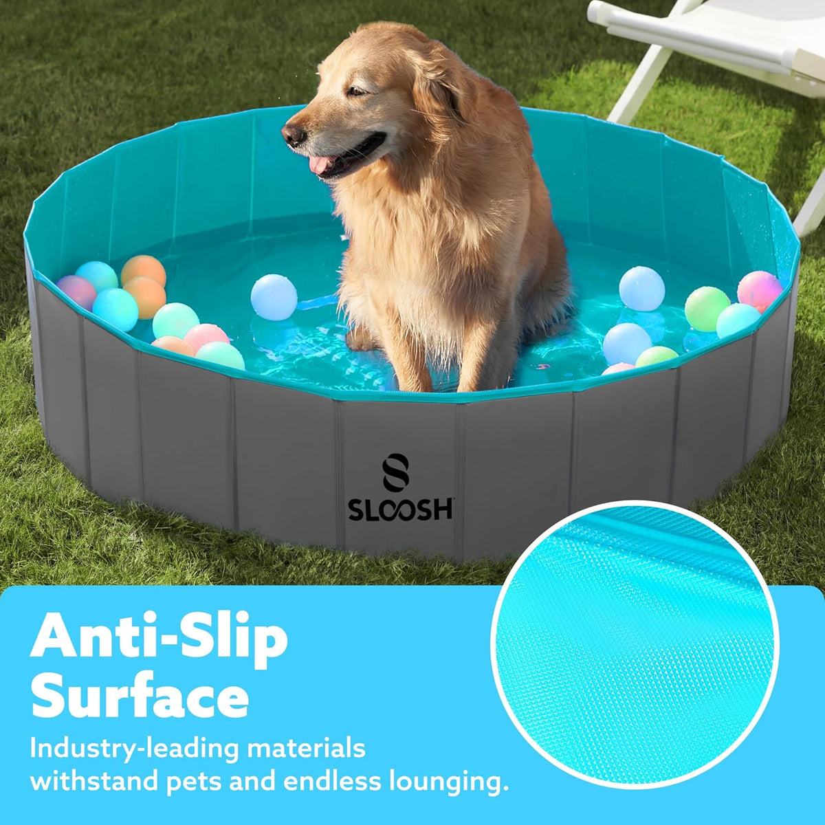 SLOOSH Foldable Dog Kiddie Pool - Gray / 48" x 12" - image 3